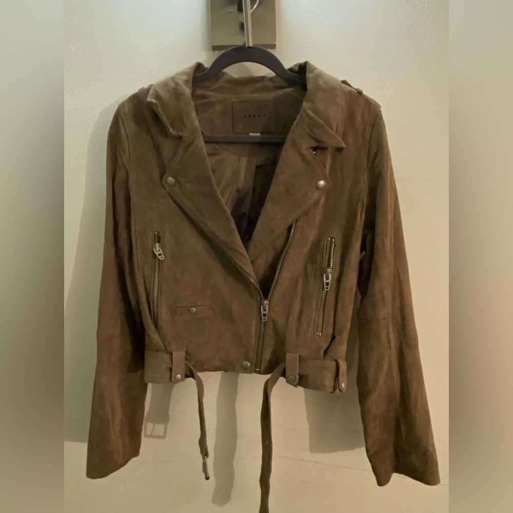 Blank NYC Suede Moto Jacket - L (dark beige color)